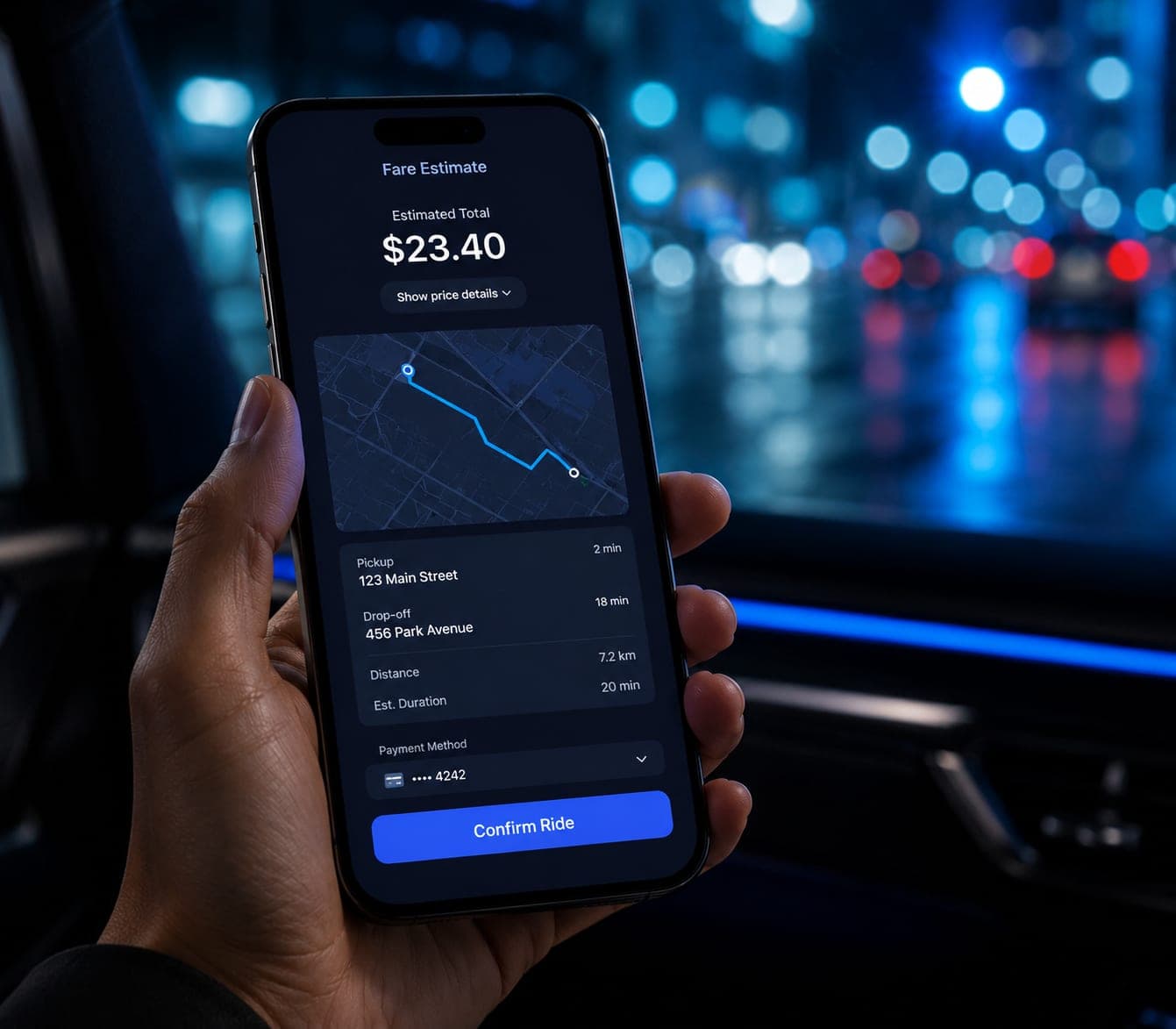 GoNex upfront fare estimate shown in the app
